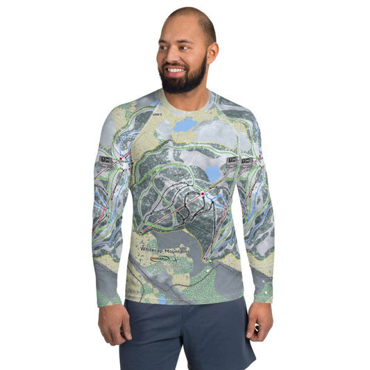 Whitecap Mountains, Wisconsin Ski Trail Map Men's Base Layer Top - Powderaddicts