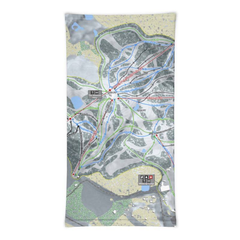 Whitecap Mountains, Wisconsin Ski Trail Map Printed Neck Gaiter - Powderaddicts