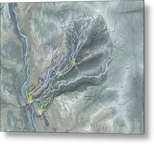 Whiteface Ski Trail Map - Metal Print - Powderaddicts
