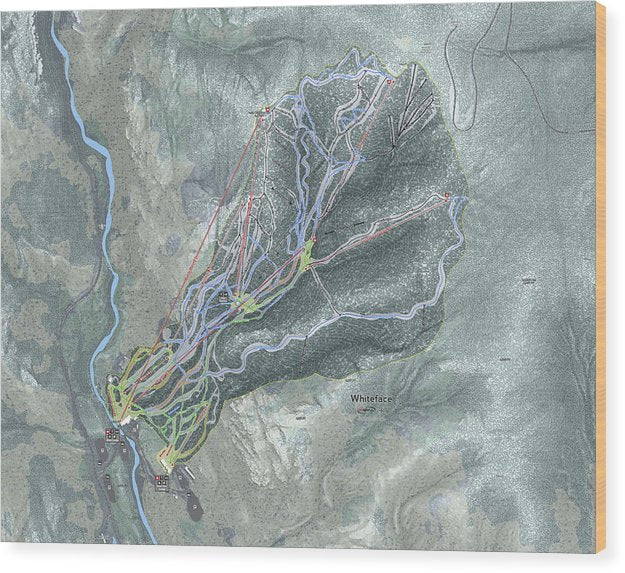 Whiteface Ski Trail Map - Wood Print - Powderaddicts