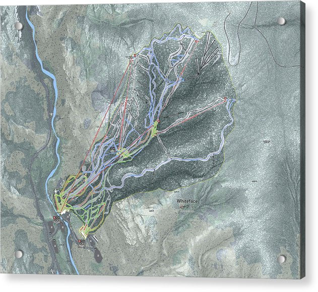 Whiteface Ski Trail Map - Acrylic Print - Powderaddicts