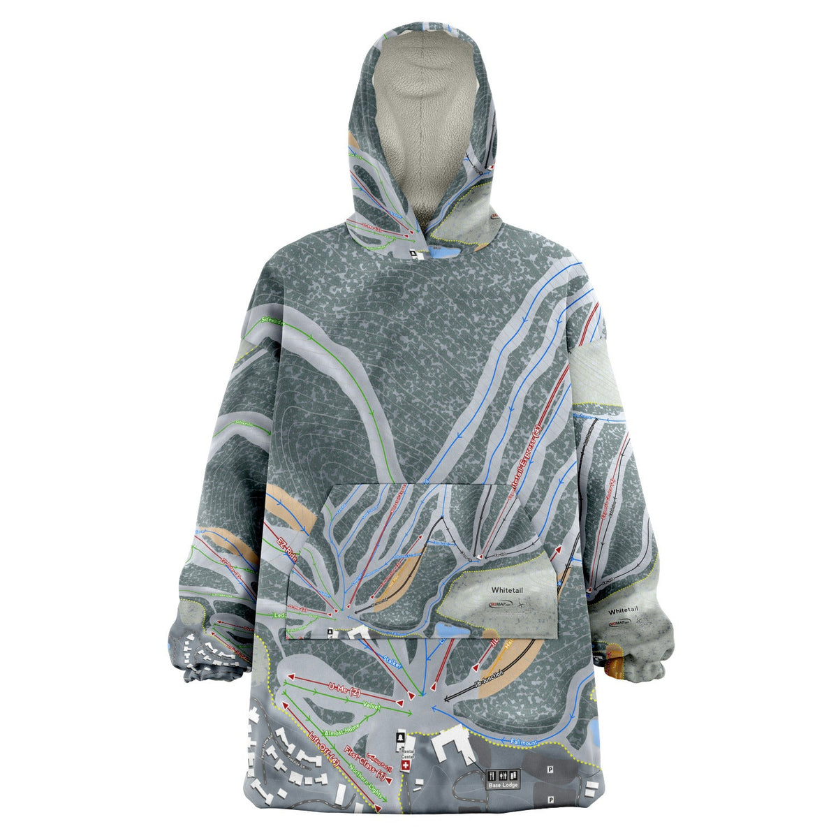 Whitetail, Pennsylvania Ski Trail Map Snug Hoodie