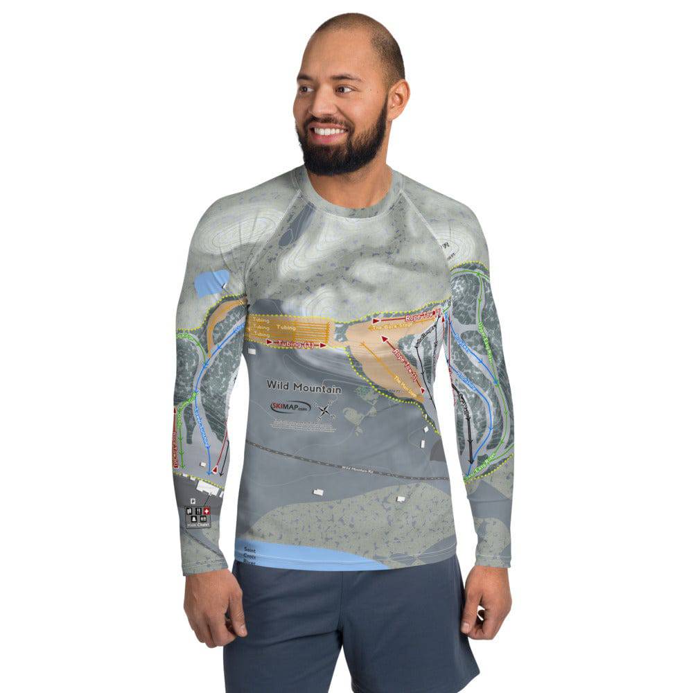 Wild Mountain, Minnesota Ski Trail Map Men's Base Layer Top - Powderaddicts