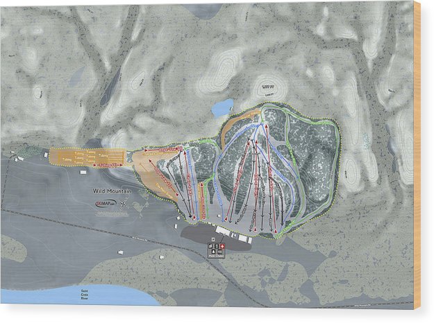 Wild Mountain Ski Trail Map - Wood Print - Powderaddicts