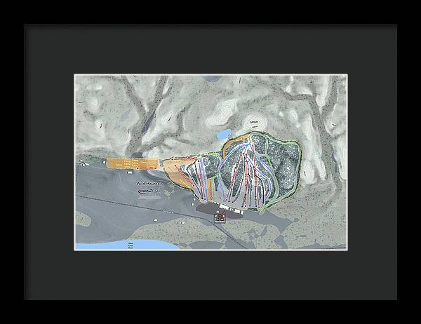 Wild Mountain Ski Trail Map - Framed Print - Powderaddicts