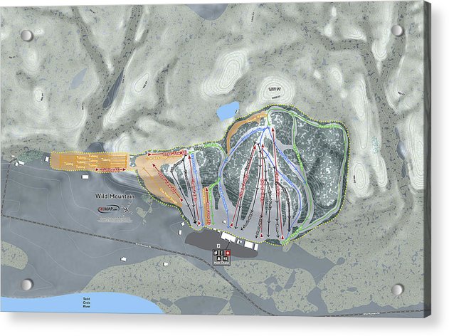 Wild Mountain Ski Trail Map - Acrylic Print - Powderaddicts