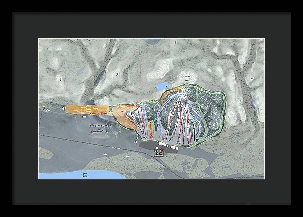 Wild Mountain Ski Trail Map - Framed Print - Powderaddicts