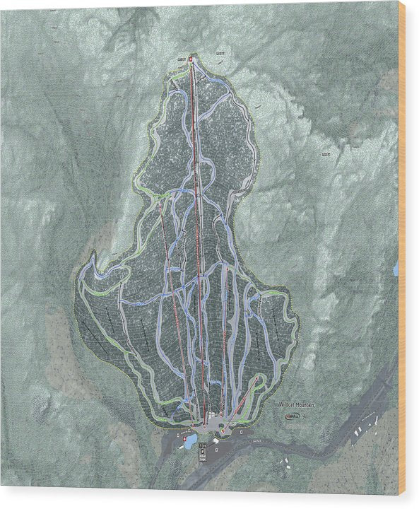 Wildcat Mountain Ski Trail Map  - Wood Print - Powderaddicts
