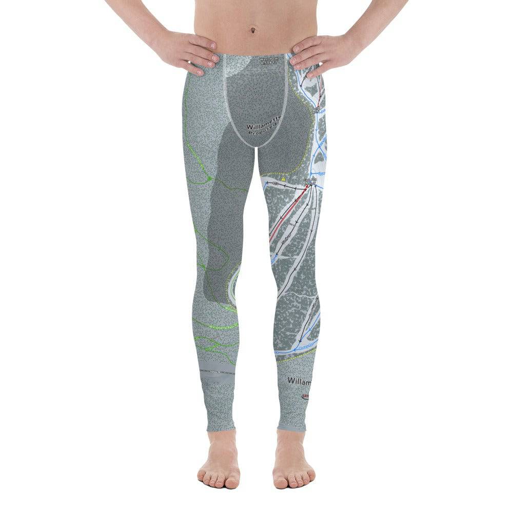 Willamette Pass, Oregon Ski Trail Map Men's Base Layer Bottom - Powderaddicts