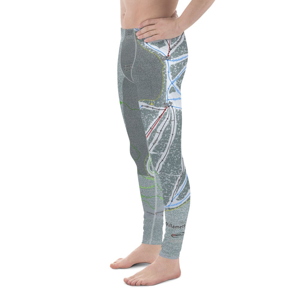 Willamette Pass, Oregon Ski Trail Map Men's Base Layer Bottom - Powderaddicts
