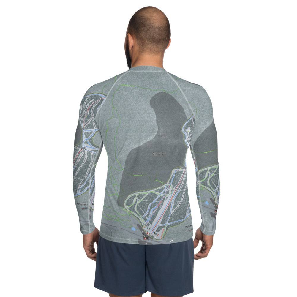 Willamette Pass, Oregon Ski Trail Map Men's Base Layer Top - Powderaddicts