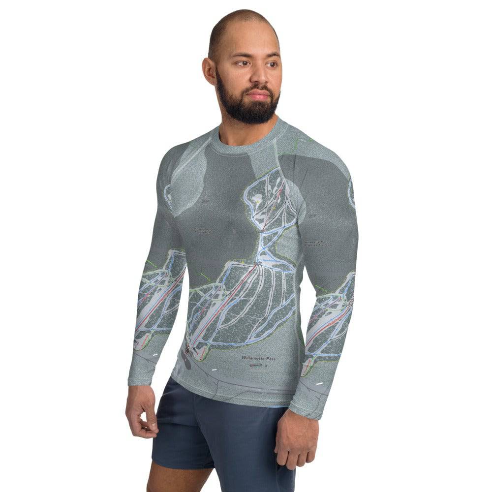 Willamette Pass, Oregon Ski Trail Map Men's Base Layer Top - Powderaddicts
