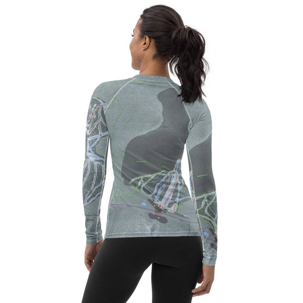 Willamette Pass, Oregon Ski Trail Map Women's Base Layer Top - Powderaddicts