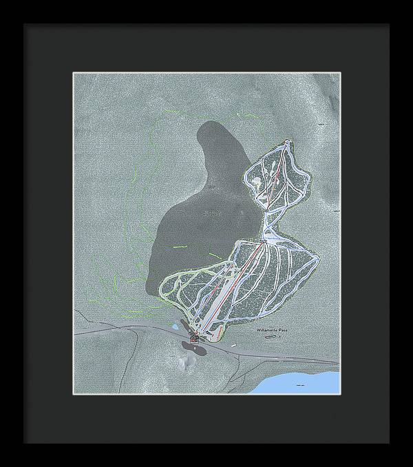 Willamette Pass Ski Trail Map - Framed Print - Powderaddicts