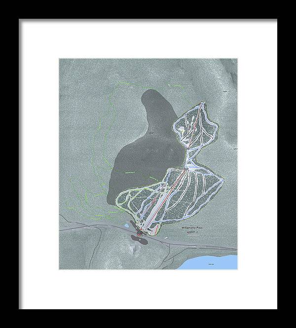 Willamette Pass Ski Trail Map - Framed Print - Powderaddicts