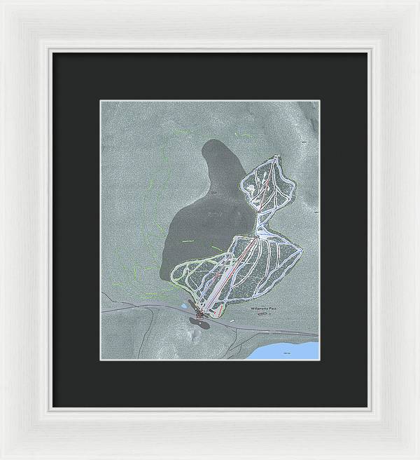 Willamette Pass Ski Trail Map - Framed Print - Powderaddicts