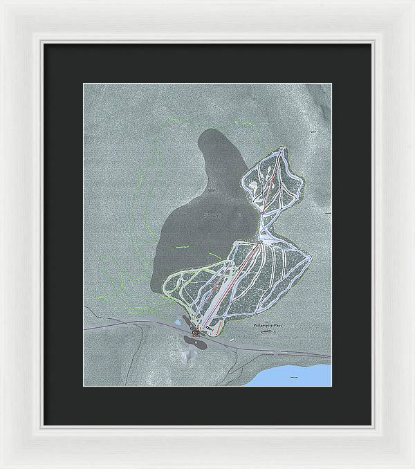 Willamette Pass Ski Trail Map - Framed Print - Powderaddicts