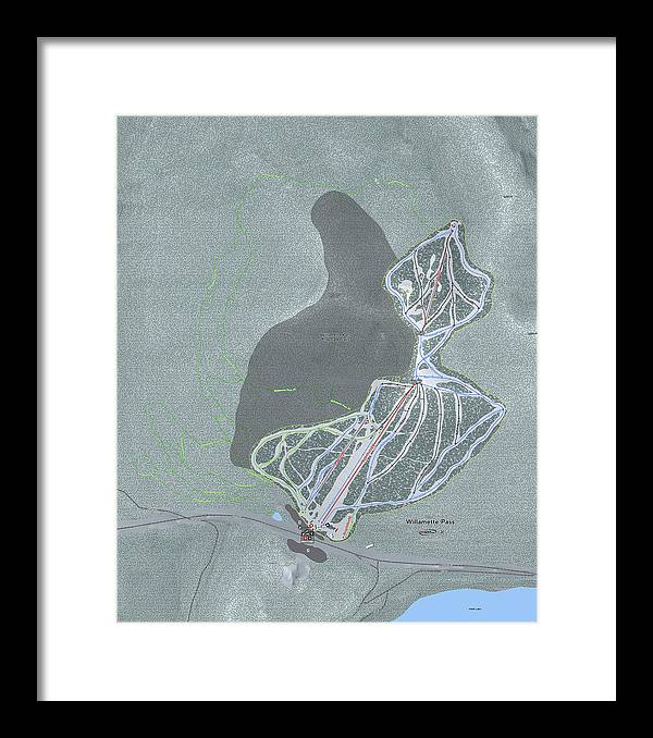 Willamette Pass Ski Trail Map - Framed Print - Powderaddicts