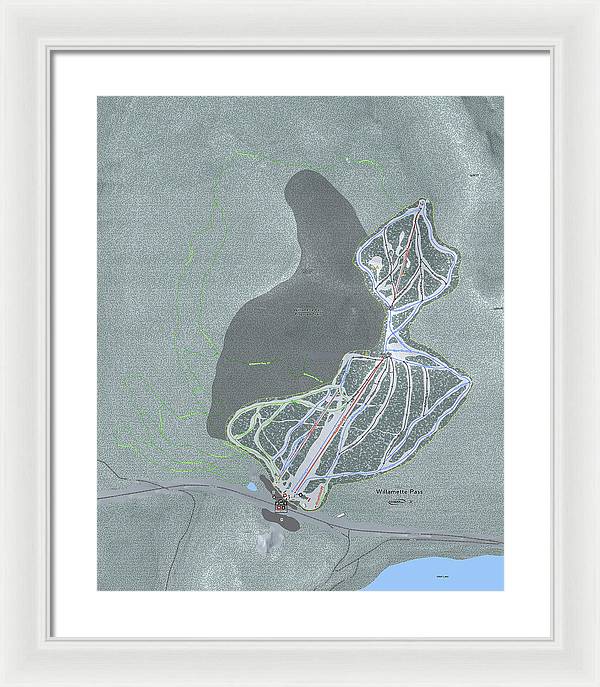 Willamette Pass Ski Trail Map - Framed Print - Powderaddicts