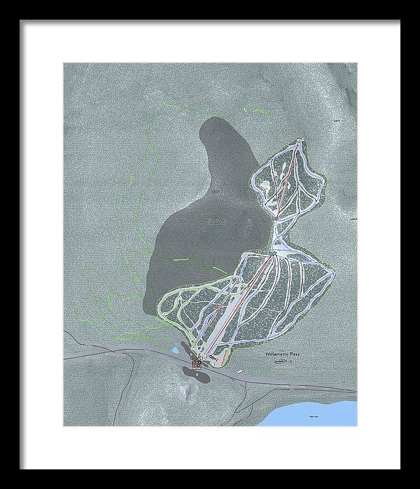 Willamette Pass Ski Trail Map - Framed Print - Powderaddicts