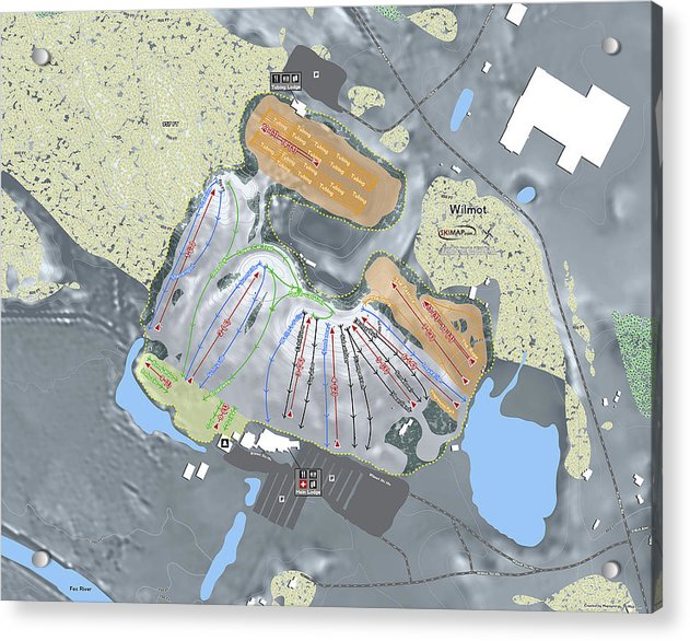 Wilmot Ski Trail Map  - Acrylic Print - Powderaddicts