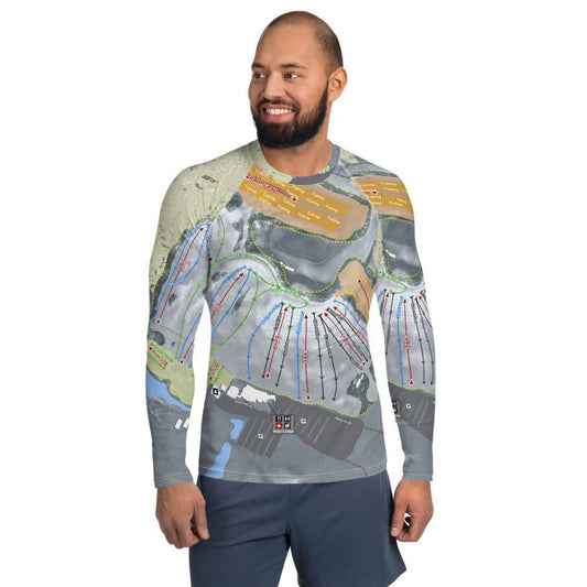 Wilmot, Wisconsin Ski Trail Map Men's Base Layer Top - Powderaddicts