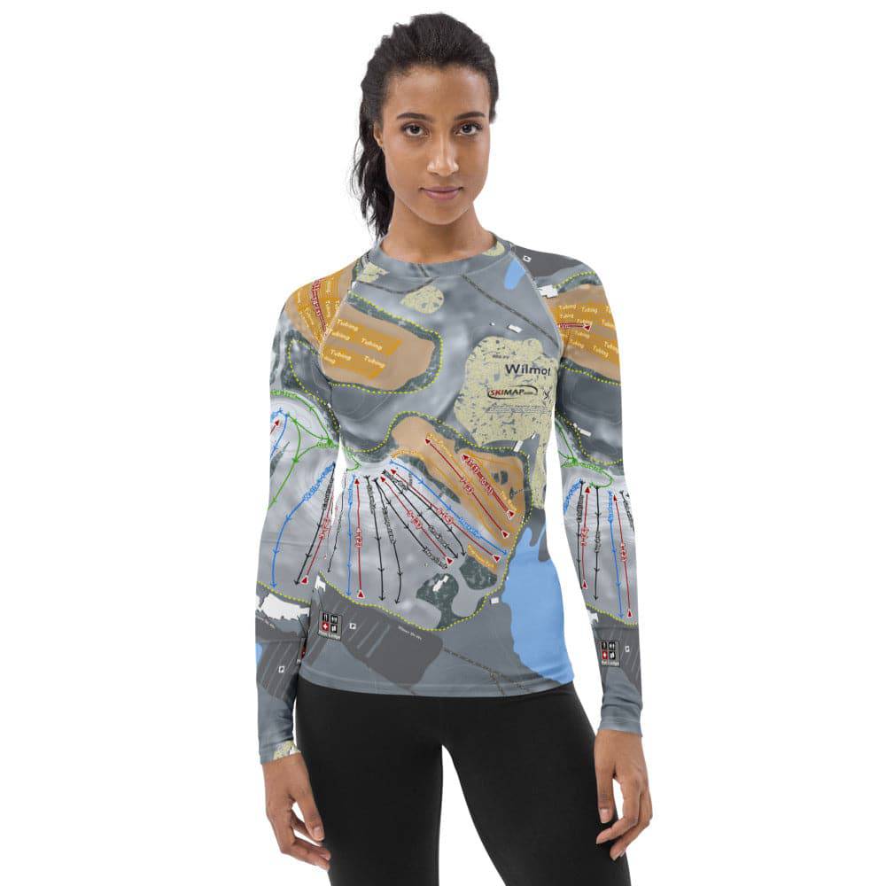Wilmot, Wisconsin Ski Trail Map Women's Base Layer Top - Powderaddicts