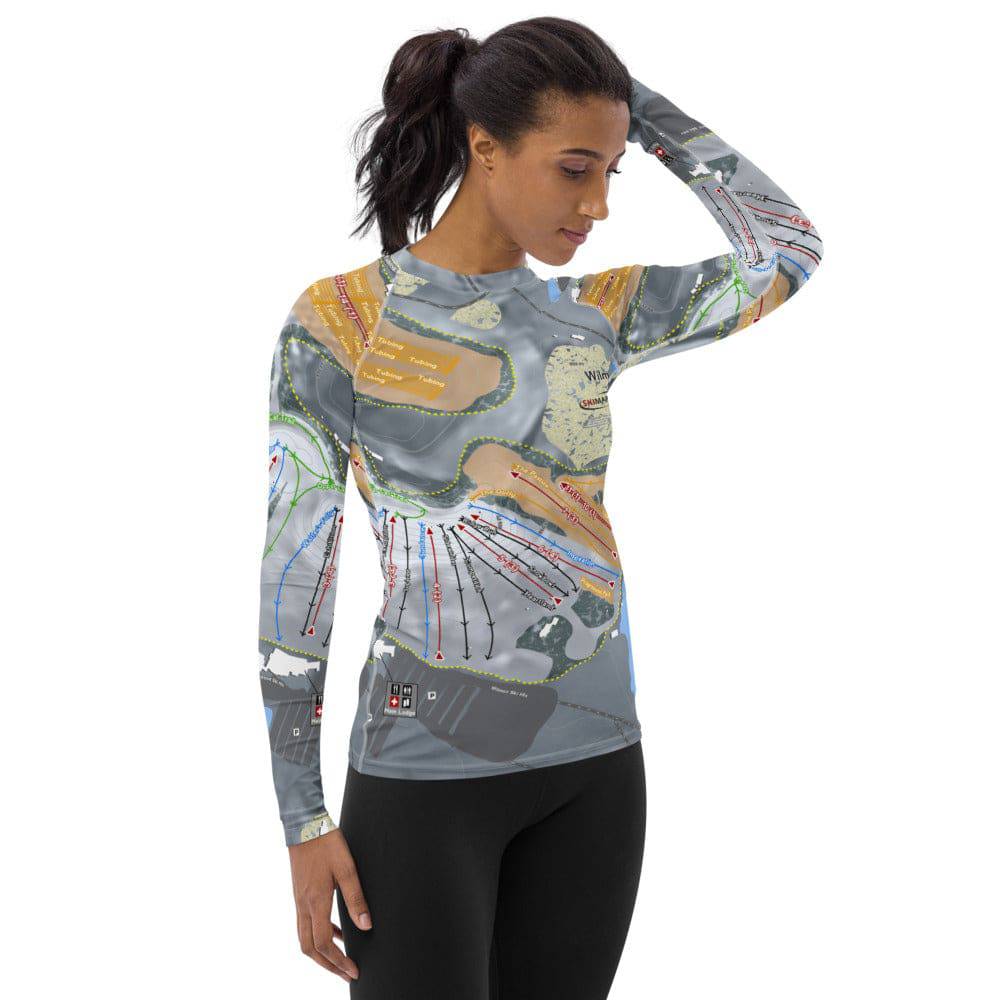 Wilmot, Wisconsin Ski Trail Map Women's Base Layer Top - Powderaddicts