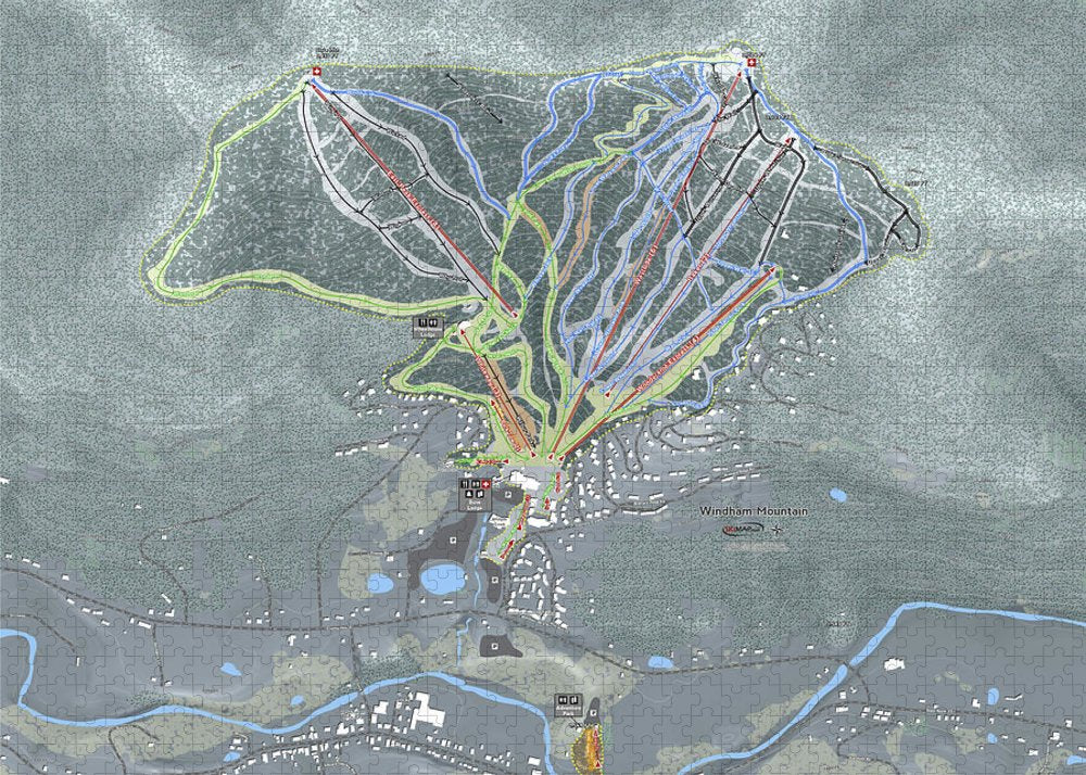 Windham, New York Ski Trail Map - Puzzle - Powderaddicts