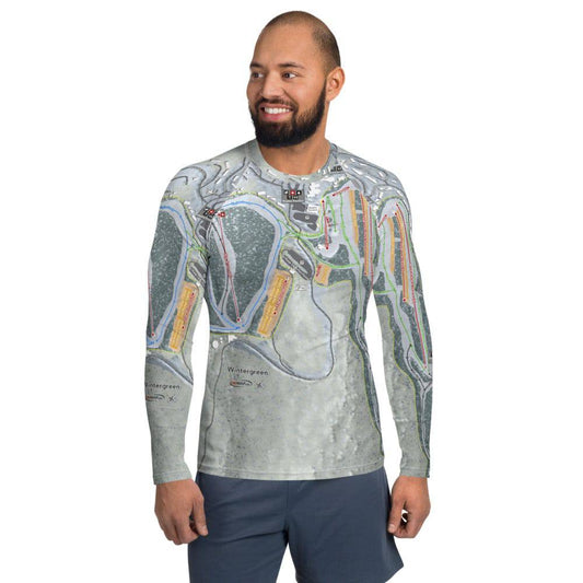 Wintergreen, Virginia Ski Trail Map Men's Base Layer Top - Powderaddicts