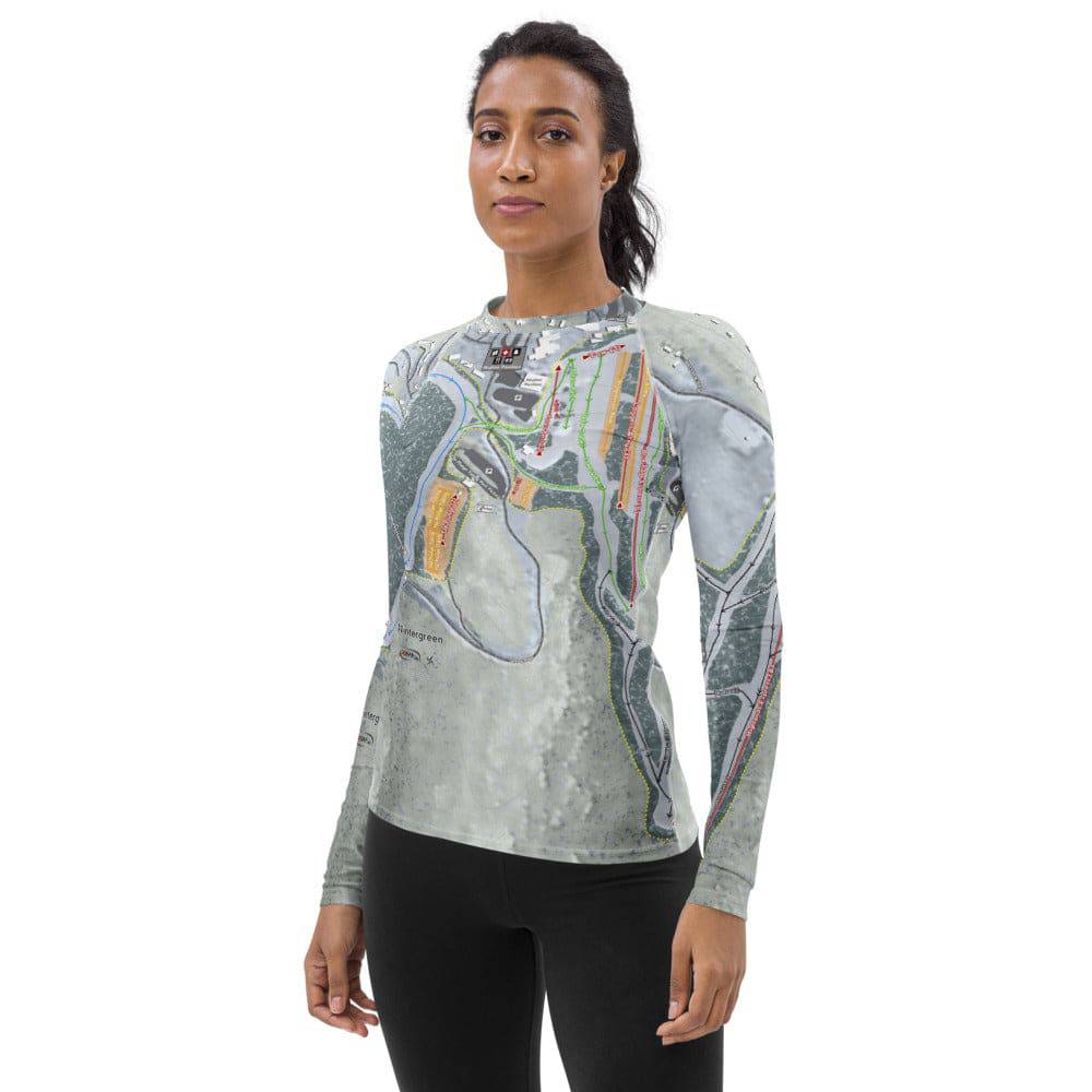 Wintergreen, Virginia Ski Trail Map Women's Base Layer Top - Powderaddicts