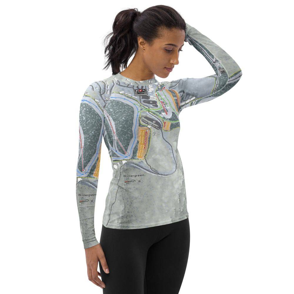 Wintergreen, Virginia Ski Trail Map Women's Base Layer Top - Powderaddicts