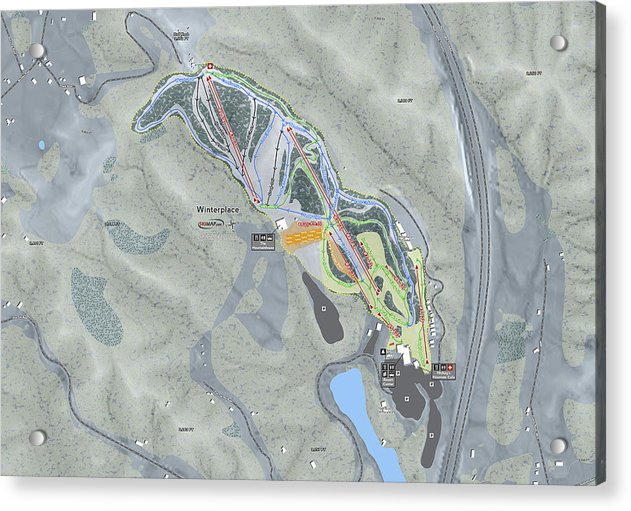 Winterplace Ski Trail Map - Acrylic Print - Powderaddicts