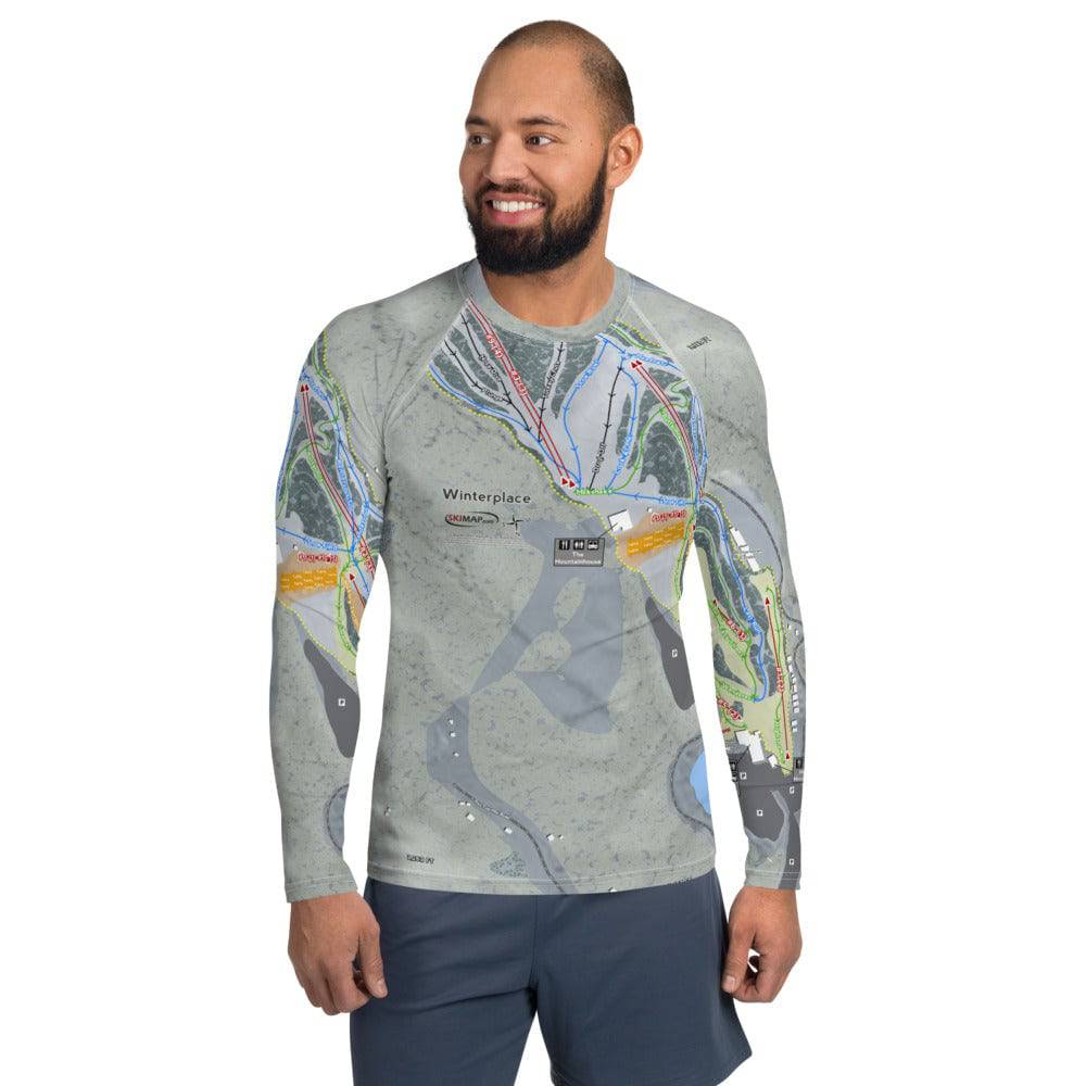 Winterplace, West Virginia Ski Trail Map Men's Base Layer Top - Powderaddicts