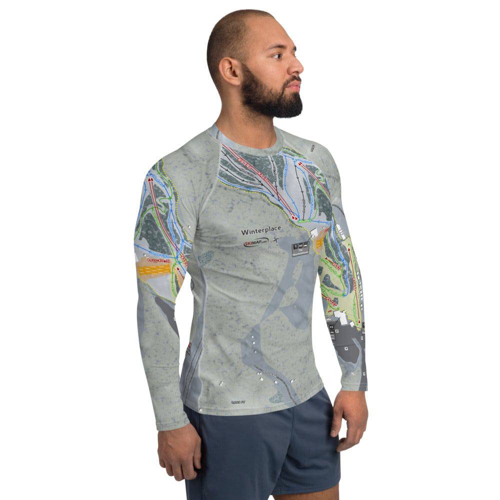 Winterplace, West Virginia Ski Trail Map Men's Base Layer Top - Powderaddicts