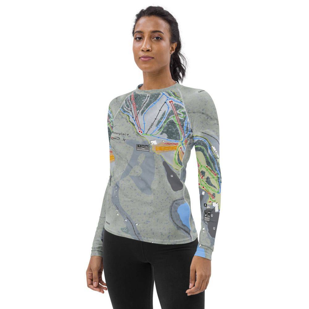 Winterplace, West Virginia Ski Trail Map Women&#39;s Base Layer Top - Powderaddicts