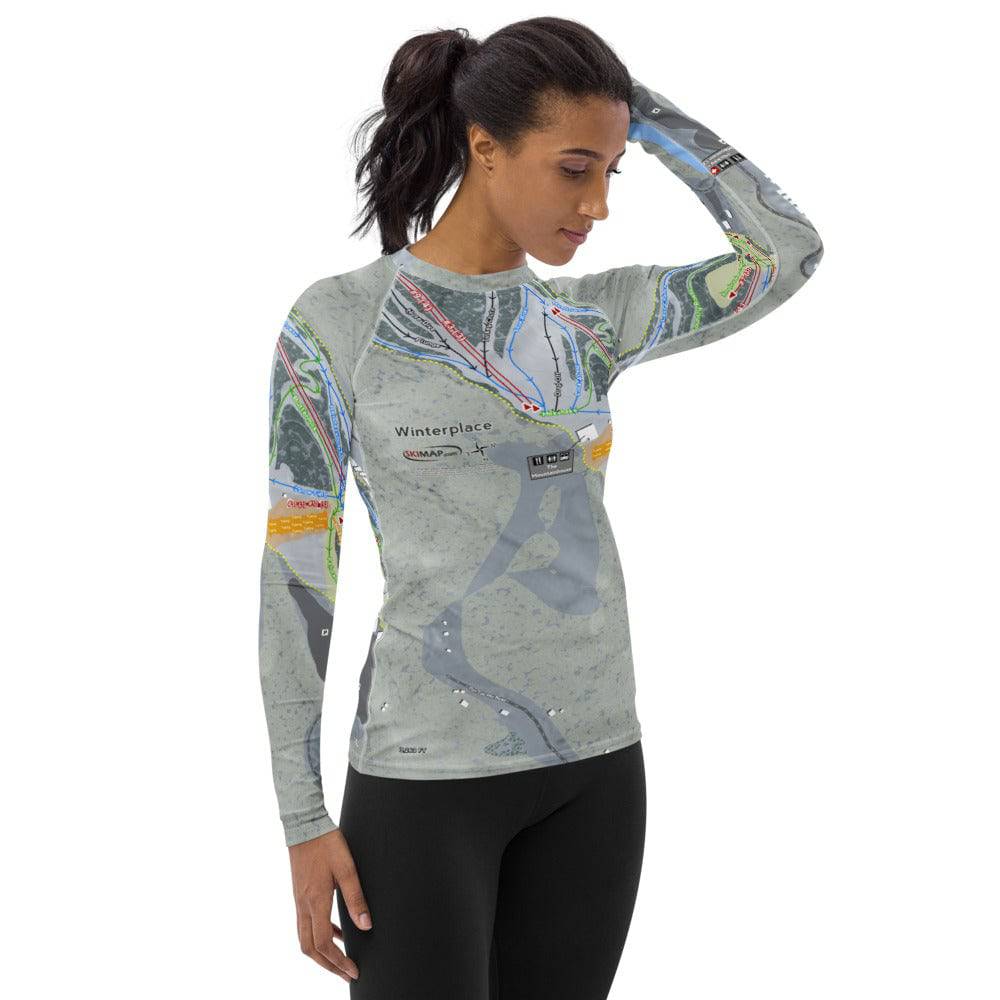 Winterplace, West Virginia Ski Trail Map Women&#39;s Base Layer Top - Powderaddicts