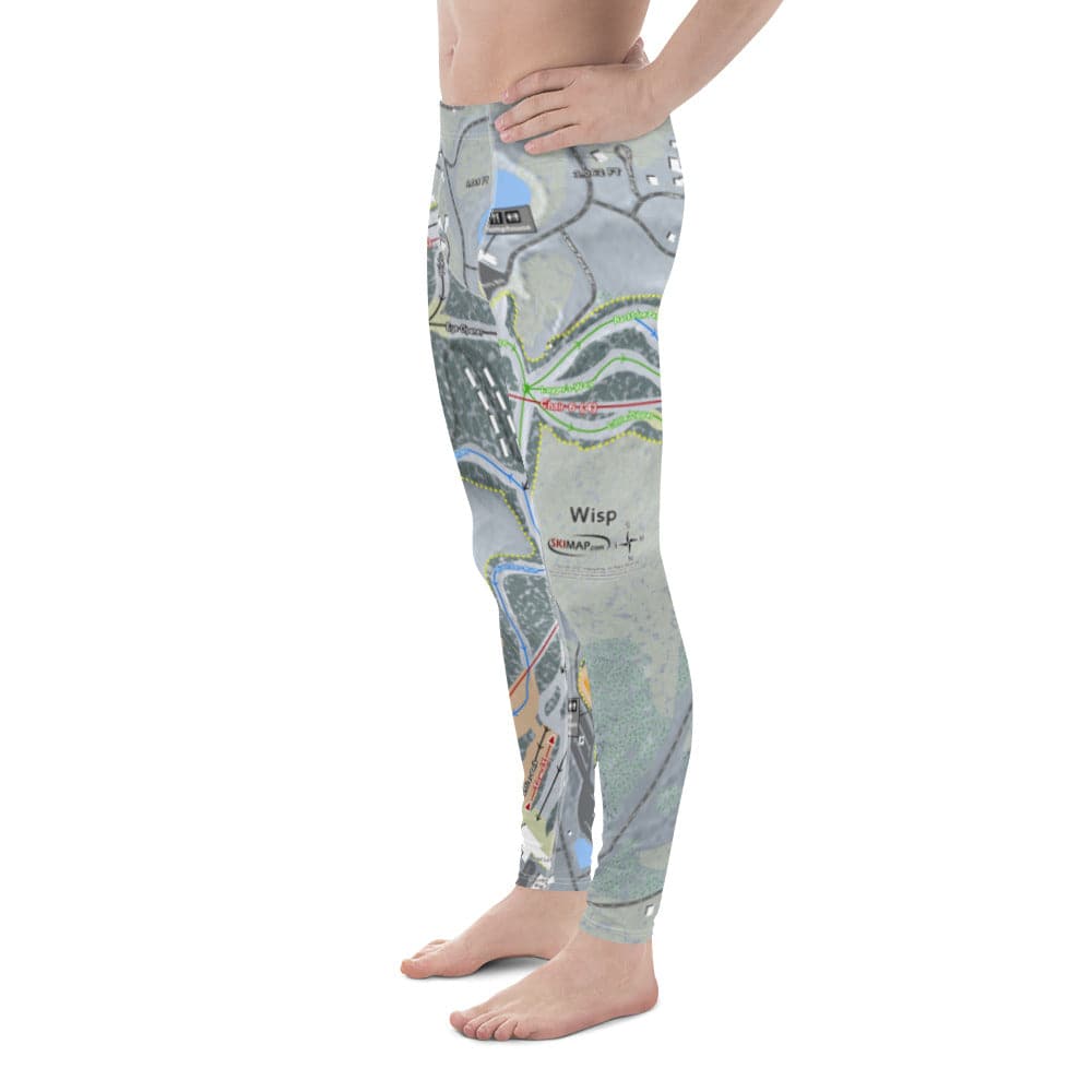 Wisp, Maryland Ski Trail Map Men's Base Layer Bottom - Powderaddicts