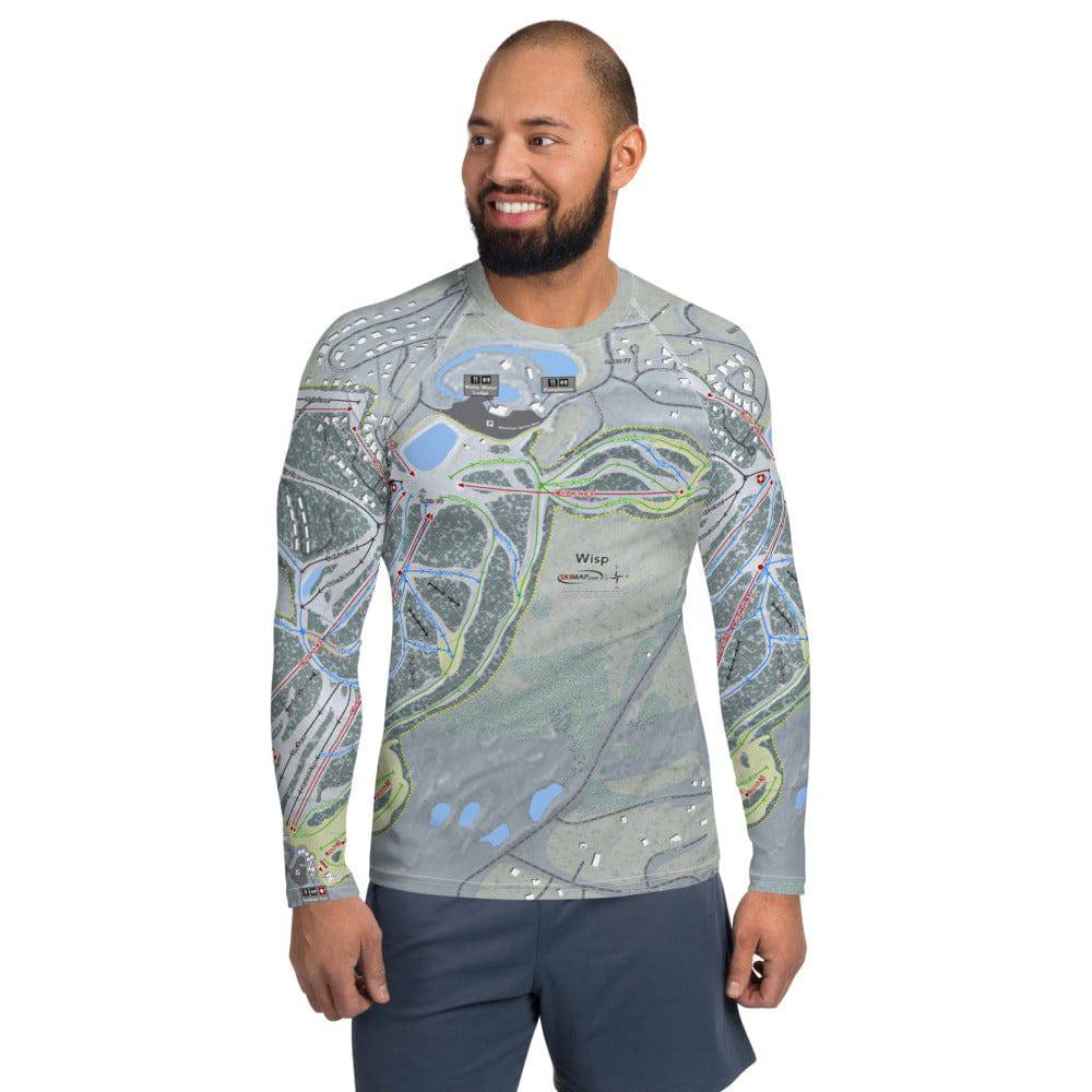 Wisp, Maryland Ski Trail Map Men's Base Layer Top - Powderaddicts