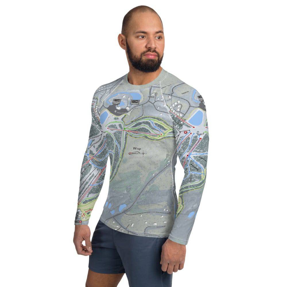 Wisp, Maryland Ski Trail Map Men's Base Layer Top - Powderaddicts