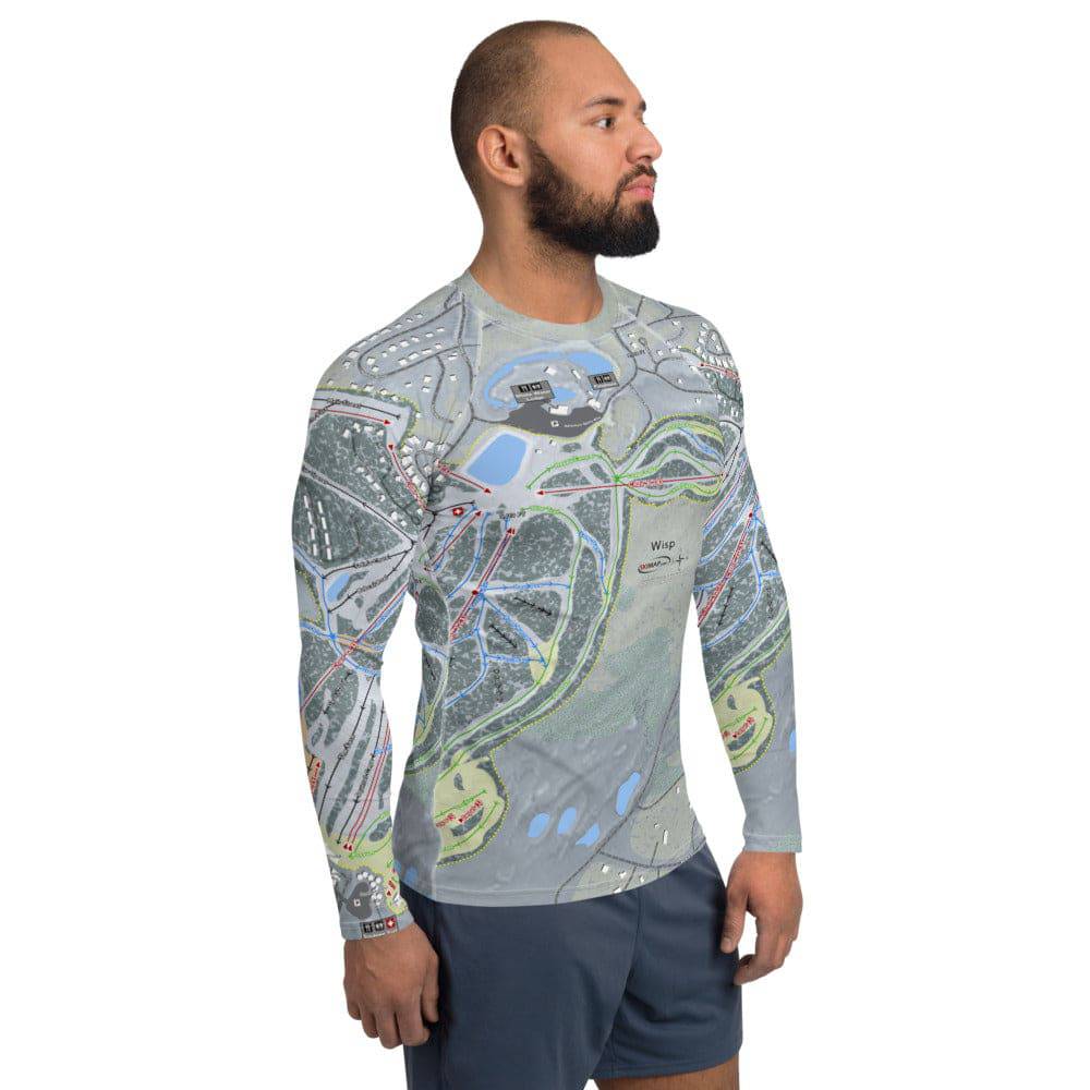 Wisp, Maryland Ski Trail Map Men's Base Layer Top - Powderaddicts