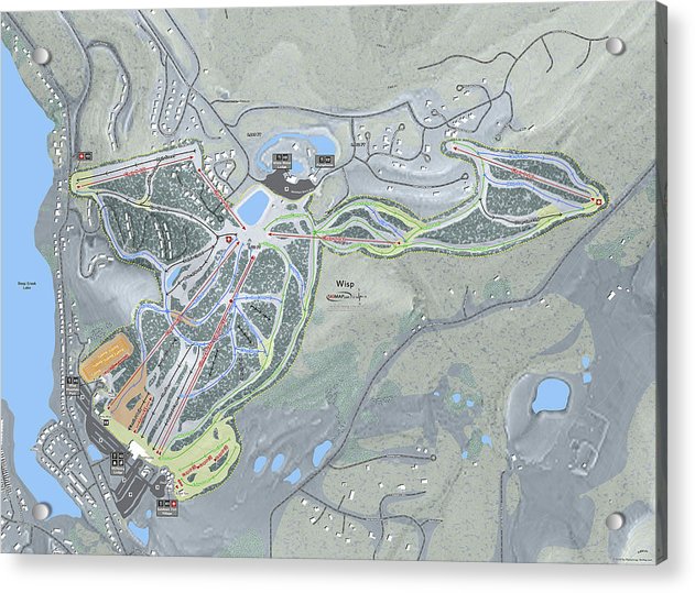 Wisp Ski Trail Map - Acrylic Print - Powderaddicts