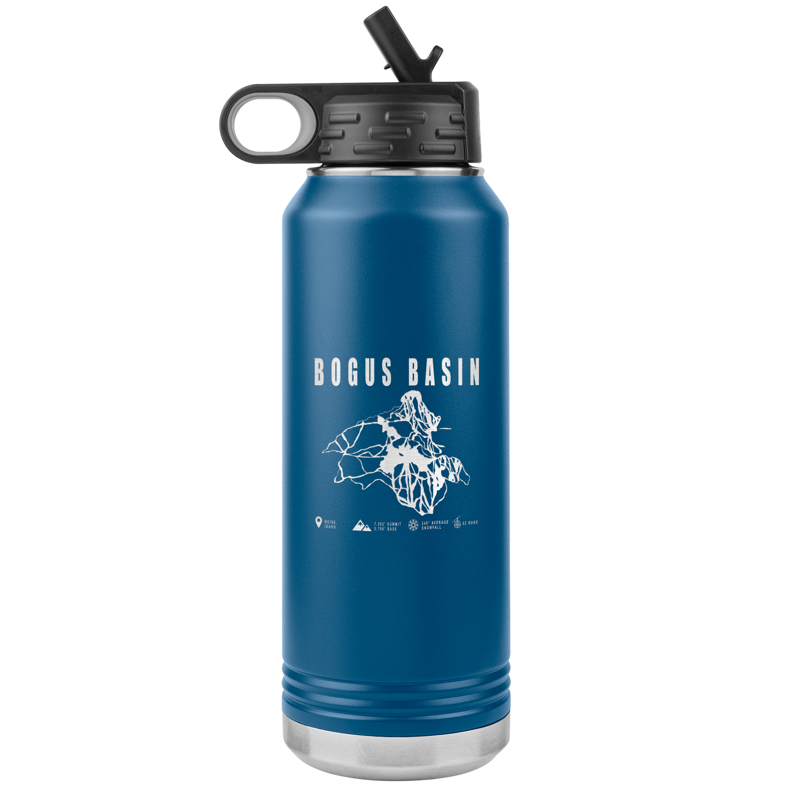 Bogus Basin Idaho Ski Trail Map 32oz Water Bottle Tumbler - Powderaddicts