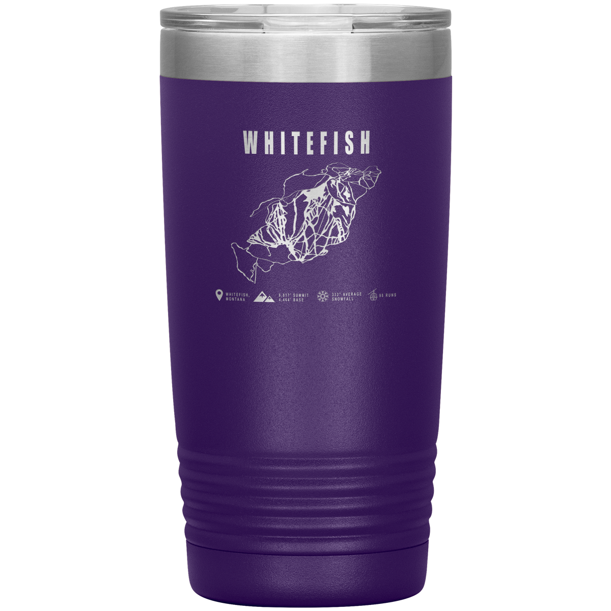 Whitefish Montana Ski Trail Map 20oz Tumbler - Powderaddicts