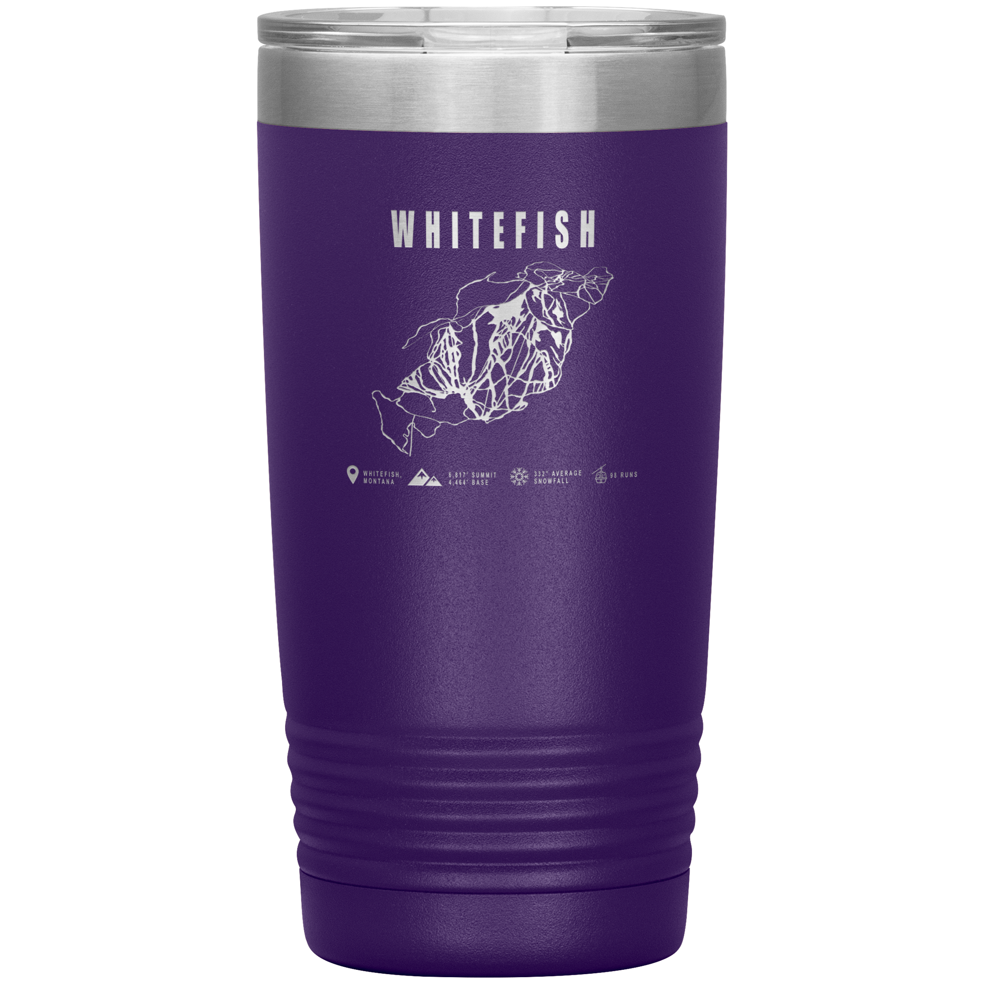Whitefish Montana Ski Trail Map 20oz Tumbler - Powderaddicts