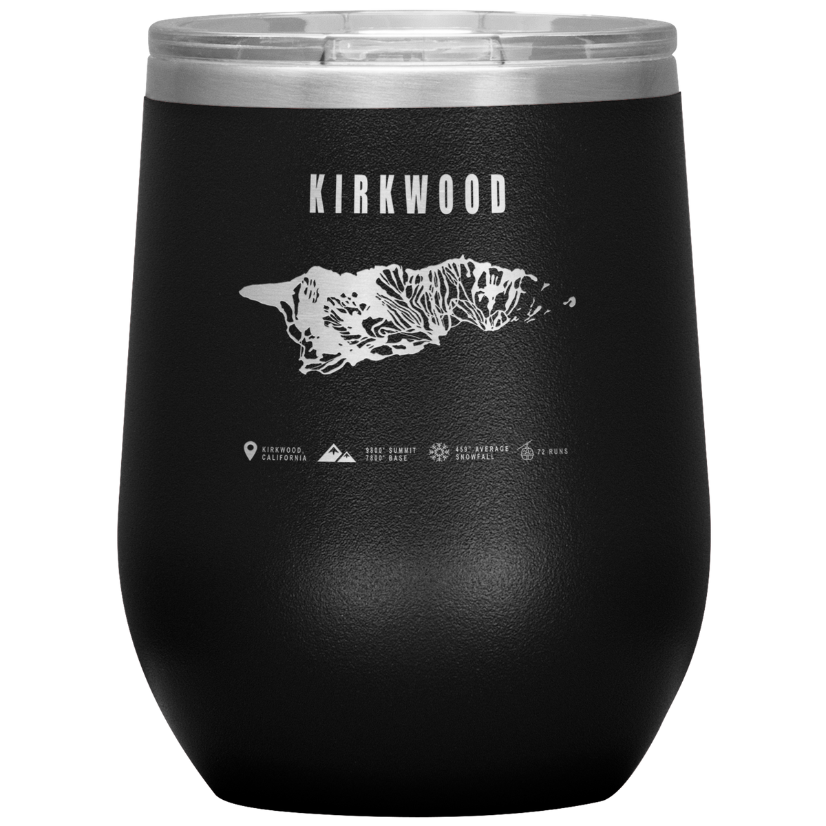 Kirkwood, California Ski Trail Map Wine 12oz Tumbler - Powderaddicts