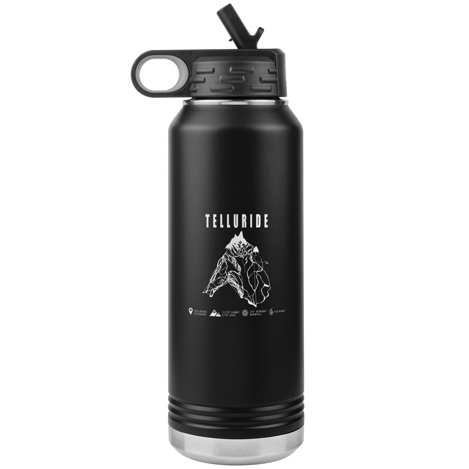 Telluride Colorado Ski Trail Map 32oz Water Bottle Tumbler