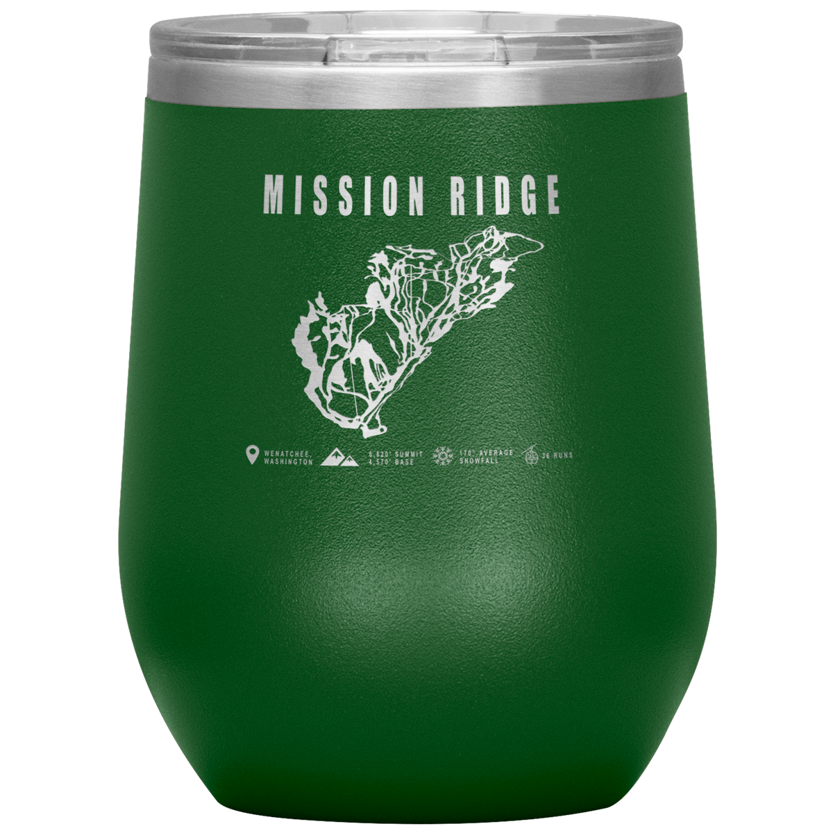 Mission Ridge, Washington Ski Trail Map Wine 12oz Tumbler - Powderaddicts