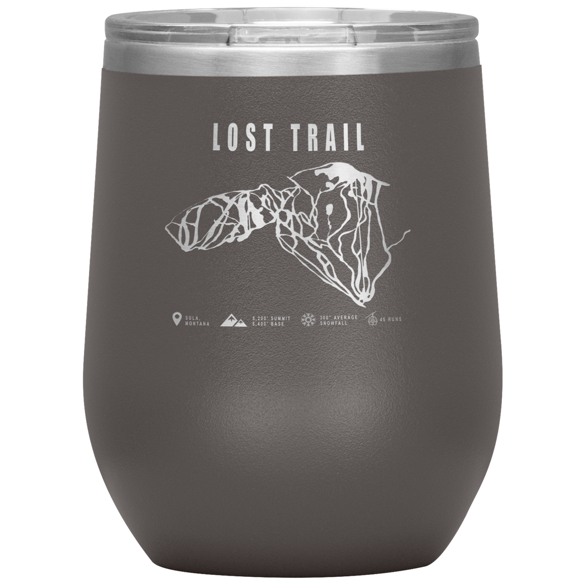 Lost Trail Montana Ski Trail Map Wine 12oz Tumbler - Powderaddicts