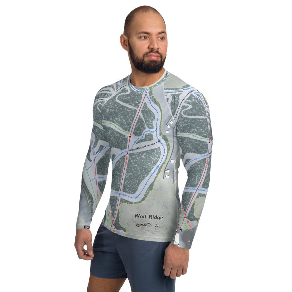 Wolf Ridge, North Carolina Ski Trail Map Men's Base Layer Top - Powderaddicts